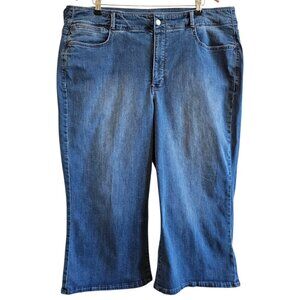 NYDJ Wide Leg Compass Cool Embrace Lift Tuck High Rise Crop Denim Jeans 18W